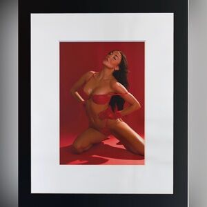 “Crimson Poise” – Framed 5x7 Art Print Displayed in 8x10 Mat